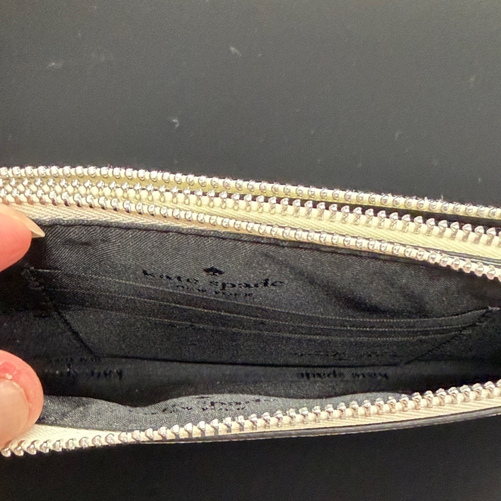 Kate Spade Madison Double Zip Wristlet Saffiano Leather Platinum Grey Multi - Picture 9 of 10